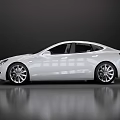 White Modern Electric Sedan With Sleek Exterior And Silver Alloy Wheels