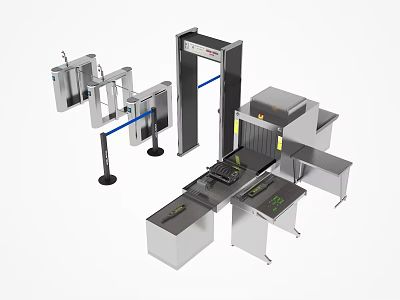 Public Security Checkpoint Equipment With Security Gate Metal Detector And X Ray Scanner 3d model
