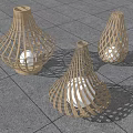 Woven Bamboo Cone Shaped Floor Lamps With Warm Light In Outdoor Garden