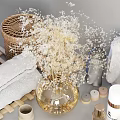 Luxury Bathroom Accessories Setup With Towels Candles And Woven Baskets