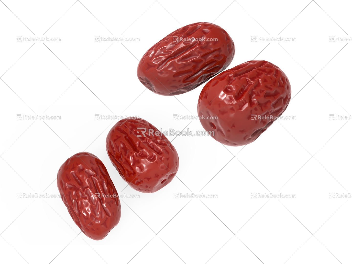 Dried red dates 3d model