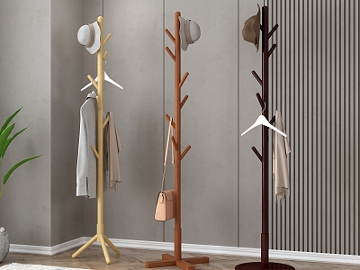 Coat rack bedroom solid wood 3d model