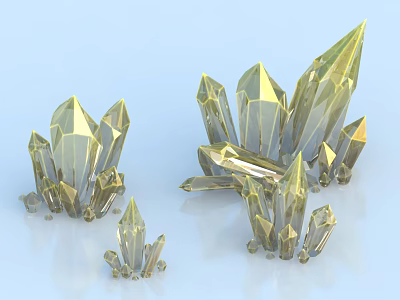 Crystal Decorative Ornament Set With Various Sizes And Shiny Geometric Shapes 3d model