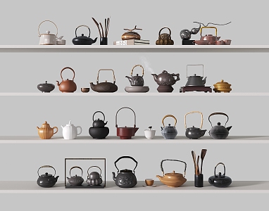 New Chinese Tea Set Teapot Teacup Tea Tray Ornaments 3d model