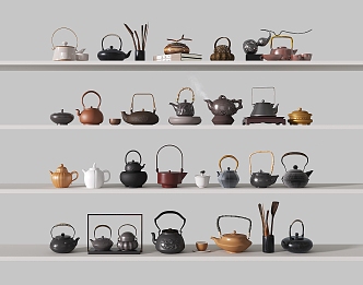 New Chinese Tea Set Teapot Teacup Tea Tray Ornaments 3d model