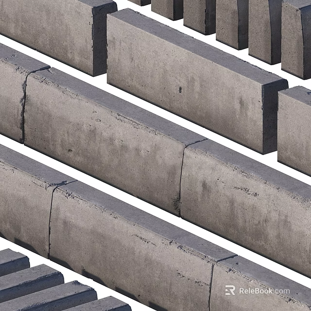 Natural Gray Stone and Wood Building Blocks With Rustic Texture And Decorative Design 3d model