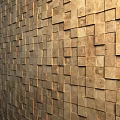 Decorative Wooden Wall Interior Featuring Natural Texture From Arranged Wooden Blocks