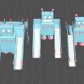 Modern Robot Shaped Playground Equipment With Light Blue Pink Slides And Playful Design