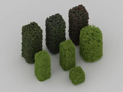 Decorative Bushes In Various Shapes Different Sizes Green Dark Green Dark Red For Garden Landscaping 3d model