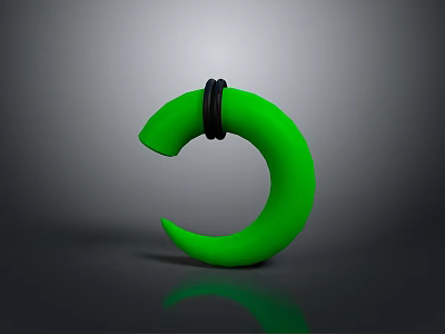 Stylish Green Crescent Shaped Clothing Accessory With Black Ring Accent Detail 3d model