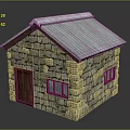 Rustic Small Stone Cottage With Metal Roof Red Door And Windows