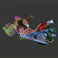 Shiny Classic Motorcycle Featuring Red Seat And Silver Exhaust Pipes On Gray Reflective Surface