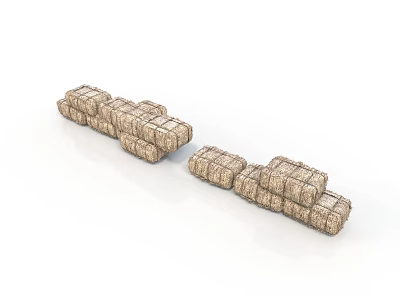 Natural Stacked Hay Bales Arrangement With Textured Surface And Neat Piling Structure 3d model