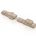 Natural Stacked Hay Bales Arrangement With Textured Surface And Neat Piling Structure