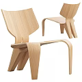 Modern Wooden Single Chair With Curved Structure And Elegant Design