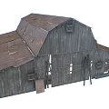 Old Wooden Barn with Rustic Weathered Roof and Aged Wood Siding Details
