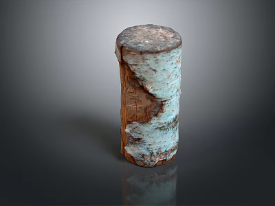 Wood Stone Cylindrical Decorative Piece With Natural Peeled Texture And Rustic Finish 3d model