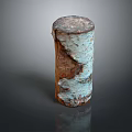 Wood Stone Cylindrical Decorative Piece With Natural Peeled Texture And Rustic Finish