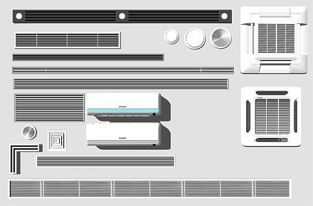 Modern air outlet air conditioning outlet combination 3d model