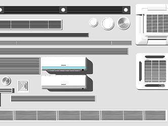 Modern air outlet air conditioning outlet combination 3d model