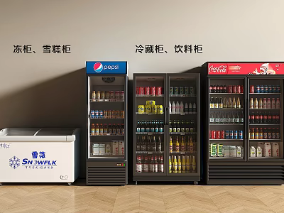 Commercial Freezers and Refrigerators with SNOWFLK Ice Cream Freezers Pepsi Coca-Cola Beverage 3d model