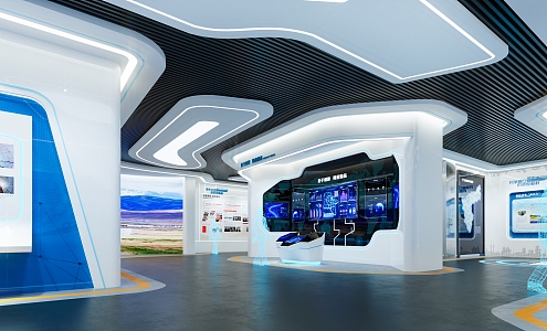 Highway Exhibition Hall Small Exhibition Hall Enterprise Exhibition Hall Science and Technology Exhibition Hall Multimedia Display 3d model