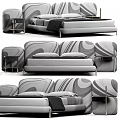 Stylish Modern Upholstered Double Bed With Geometric Headboard And Nightstands