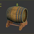 Elegant Decorative Wooden Barrel Ornament With Black Stripes Stand And Top Knob