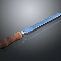 Professional Kitchen Knife With Wooden Handle And Polished Metal Blade