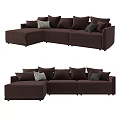 L Shaped Modern Sectional Sofa With Plush Brown Cushions And Comfortable Seating 3d model