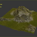 3D Terrain Model With Rocky Mountain Green Grass And White Surface Details