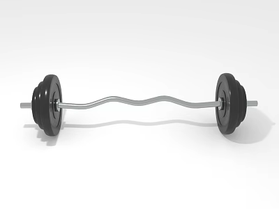Black Dumbbell With Curved Metal Bar And Weight Plates On White Background 3d model