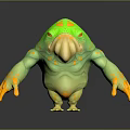 Character And Creature 3D Model With Green Body Yellow Spots Large Mouth Arms And Legs