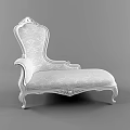 Elegant White Chaise Lounge With Carved Details Floral Pattern And Ornate Legs