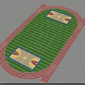 Sports Track Facility On Green Grass Field With Sand Pits Design