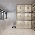 Modern Mall Store Interior With Open Layout Glass Display Shelves And Checkout Counter