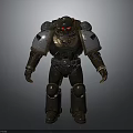 Biomechanical Armored Warrior With Red Eyes And Heavy Metallic Armor