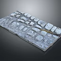 Outdoor Irregular Gray White Stone Slab Path With Natural Texture Design 3d model