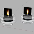 Candle Lamps With Transparent Base And Burning Candles Modern Design 3d model