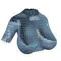 Futuristic Gray And Blue Hexagonal Grid Structured Garment With Unique Texture