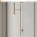 Modern Brass Wall Sconce with Linear Structure and Round Globe Shade Mounted on Gray Wall 3d model