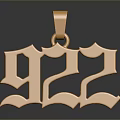 Stylish Golden Pendant With Ornate Number 922 Design For Daily Use