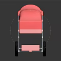 Cute Pink Toy Doll Stroller With Canopy And Storage Basket On Dark Background