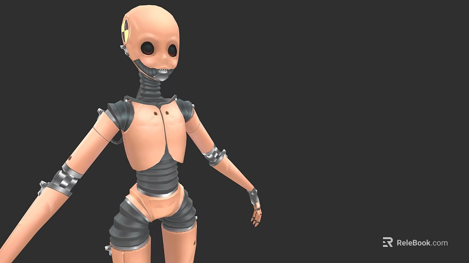 Orange And Black Robot Game Movie Character With Mechanical Joints And 3D Design 3d model 