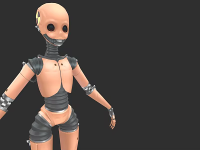 Orange And Black Robot Game Movie Character With Mechanical Joints And 3D Design 3d model