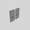 White Swing Door With Grid Pattern Black Horizontal Strips And Silver Handle 3d model