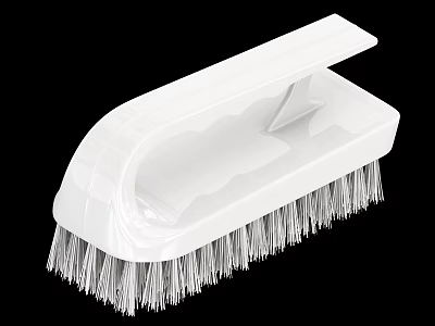 White Plastic Handle Household Cleaning Brush With Durable Bristles For Home Use 3d model
