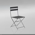Modern Folding Leisure Chair With Metal Slatted Back And Seat