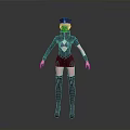 Stylized Female 3D Character Model With Uniform Hat Dark Top Shorts And Boots