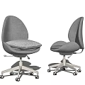 Gray Modern Office Chair with Ergonomic Curved Backrest and Swivel Wheels